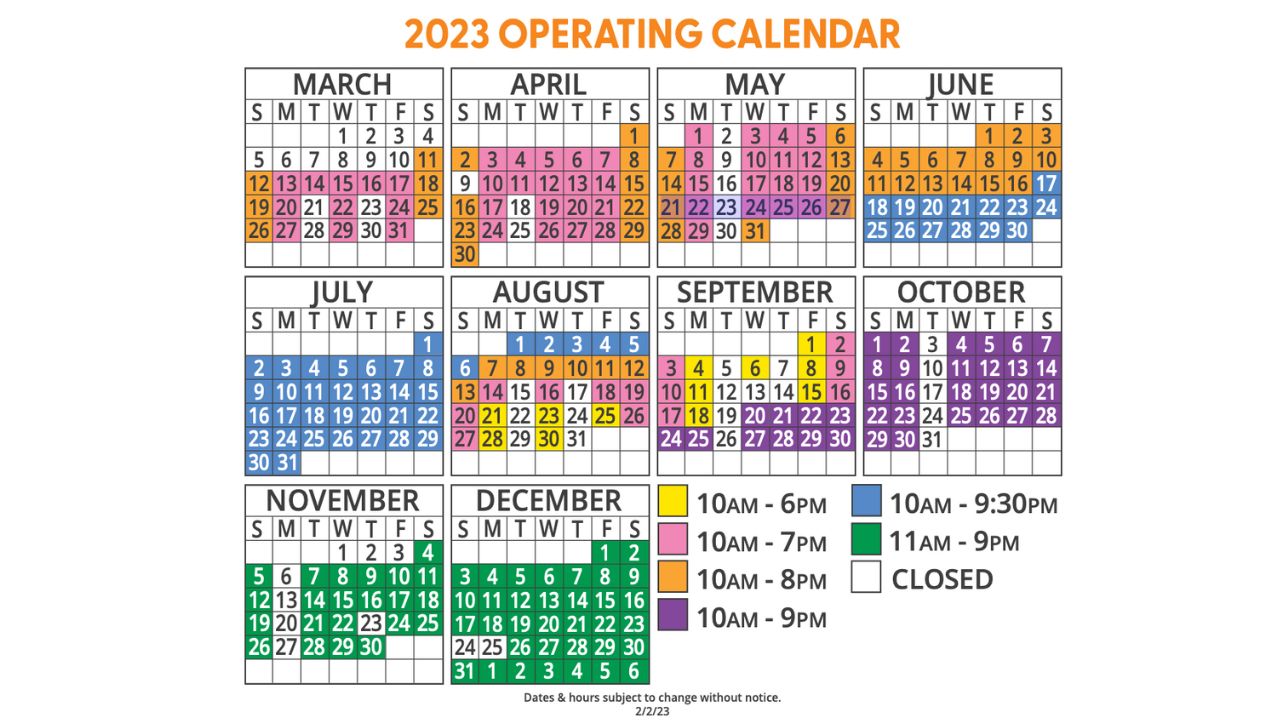 2023 Dollywood Schedule and Hours of Operation
