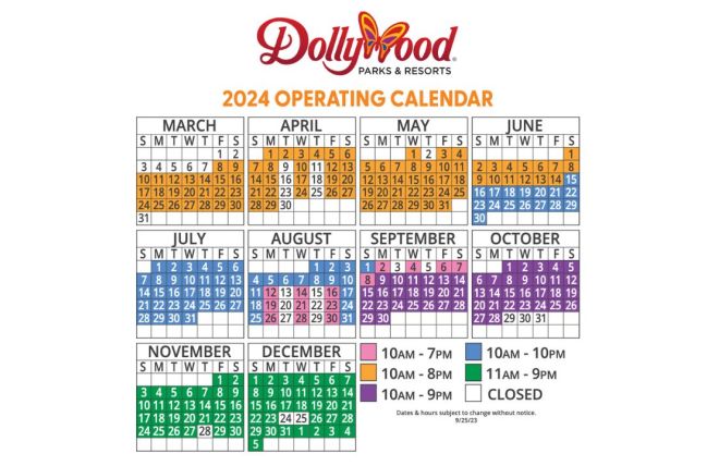 Image for Thing To Do Dollywood's 2024 Calendar and Operating Schedule