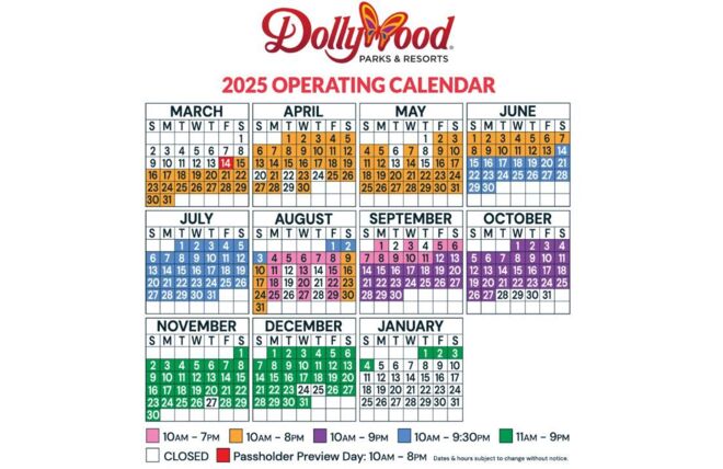 Image for Thing To Do Dollywood's 2025 Operating Schedule and Events Calendar
