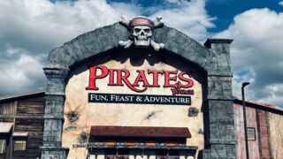 The welcome sign at Pirates Voyage in Pigeon Forge, Tennessee.