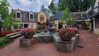 The iconic fountain centerpiece located in The Village in Gatlinburg.